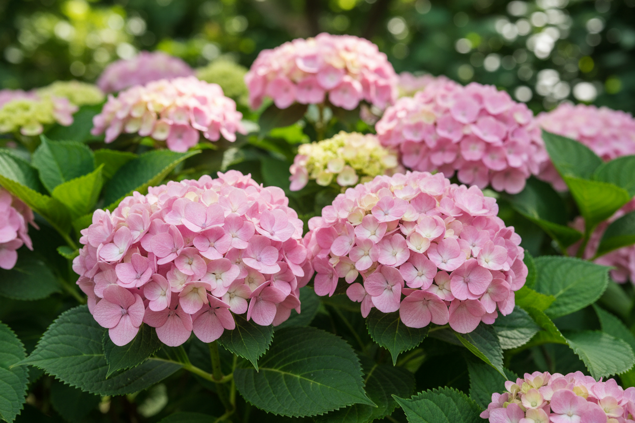 pink hydrangeas